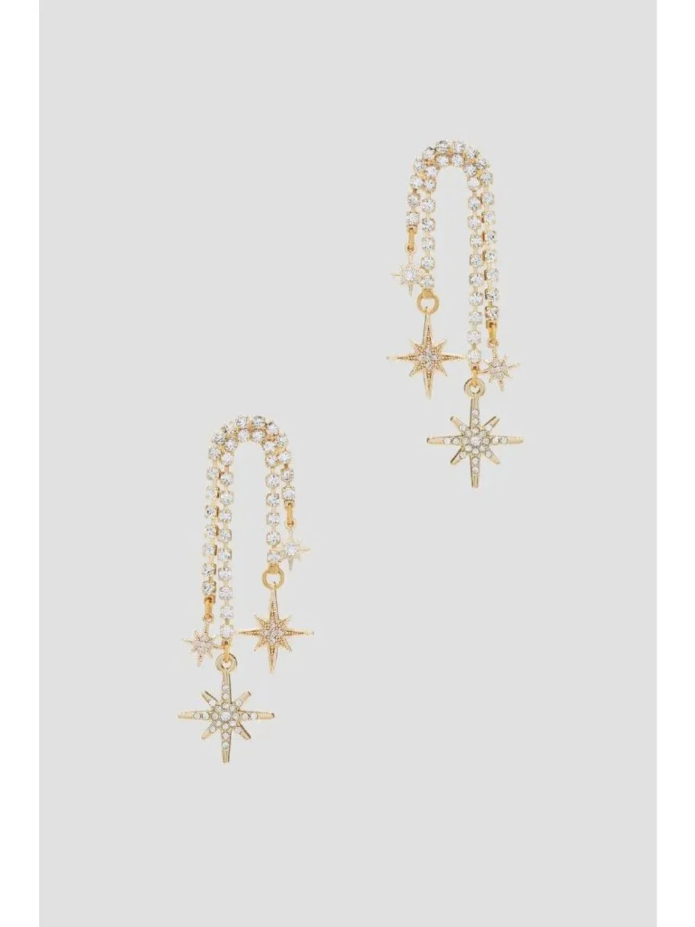 Elizabeth Cole Starlyn Earrings in Gold Womens Drop Dangle Rhinestones Crystals